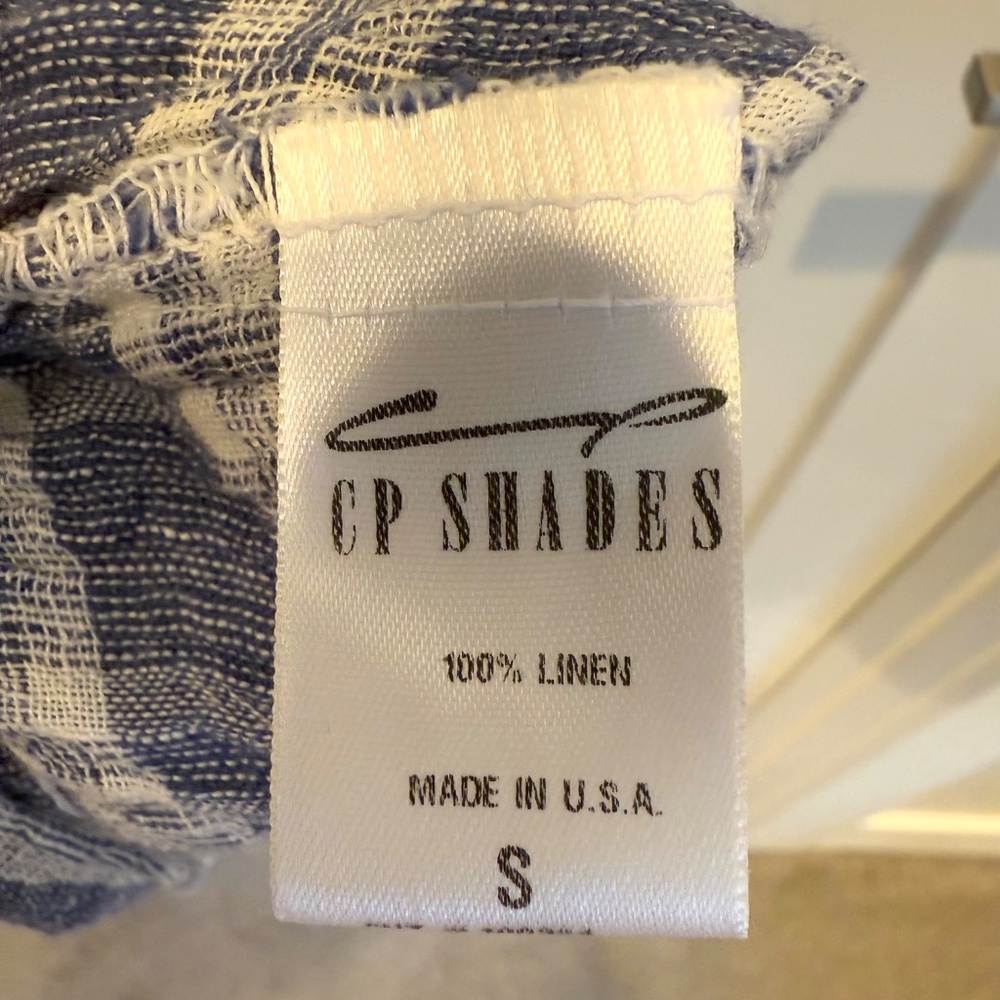 CP Shades Blue White Plaid Linen Regina Cap Sleeve Tunic Dress size small - Picture 5 of 6